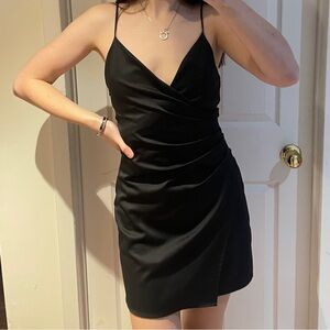 Dynamite Satin Black Mini Dress